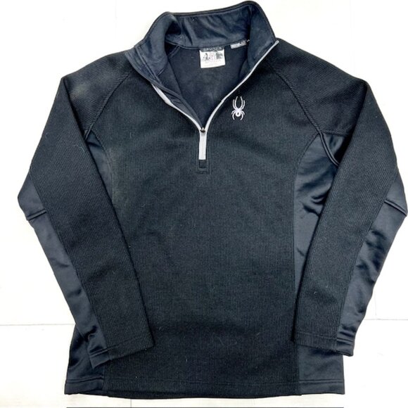 Men's SPYDER Boulder  Core Sweater Jacket  Black Sz L Thick 1/4 Zip Pull Over(33 - Picture 1 of 9